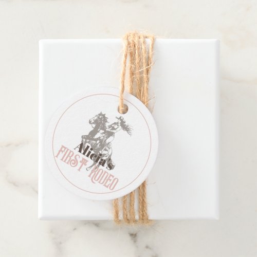 First Rodeo Cowgirl Western Pink 1st Birthday Favor Tags