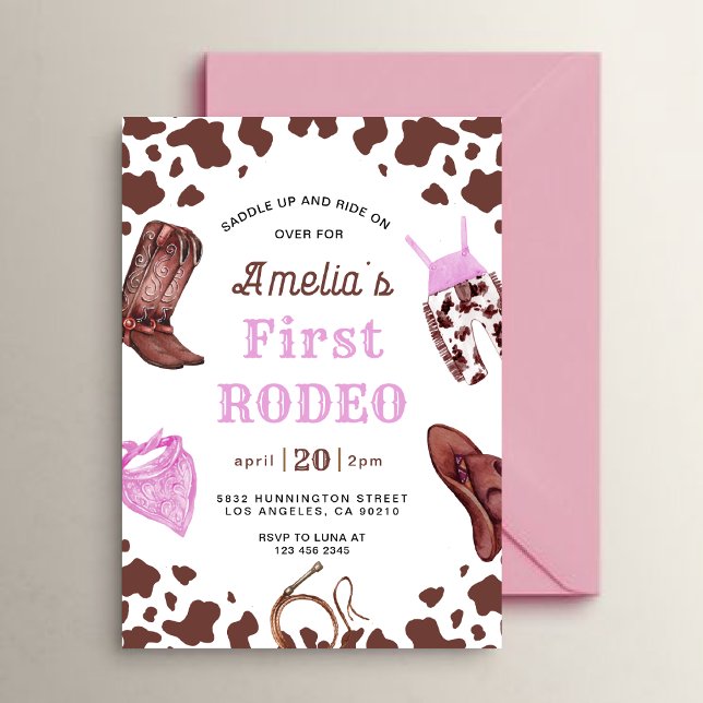 first Rodeo Cowgirl Wild Western first Birthday  Invitation (Creator Uploaded)