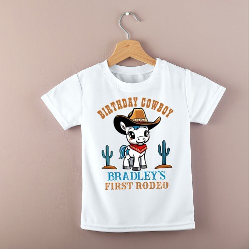 First Rodeo cute cowboy baby horse birthday party Baby T_Shirt