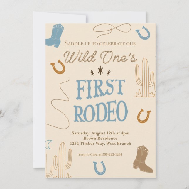First Rodeo First Birthday Party Invitation (Front)