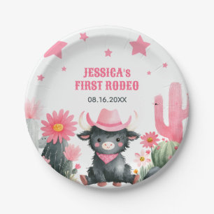 First Rodeo Highland Cow Western Kids' Birthday  Paper Plates