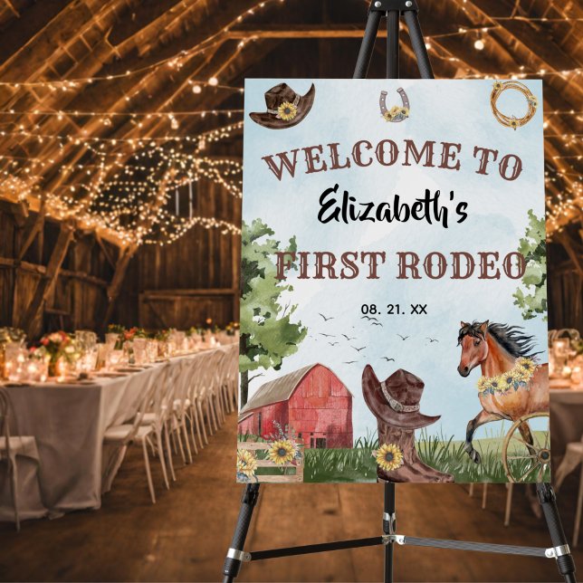 First Rodeo Horse Barn 1st Birthday Party Welcome Foam Board (Creator Uploaded)