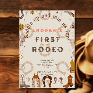 First Rodeo Horseshoe Pattern Country  Invitation