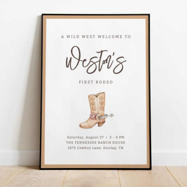 First Rodeo Neutral Southern Cowboy Birthday Poste Poster (Creator Uploaded)