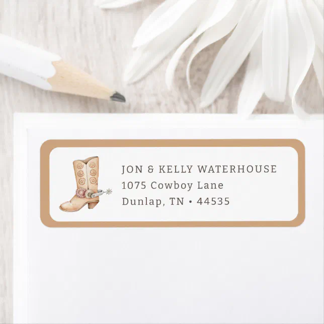 First Rodeo Neutral Southern Cowboy Return Address Label | Zazzle