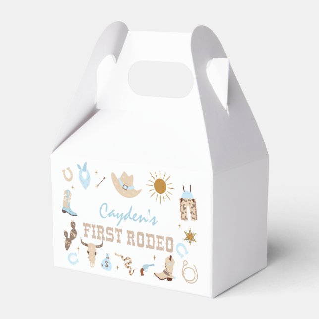 First Rodeo Pastel First Birthday Favor Boxes (Front Side)