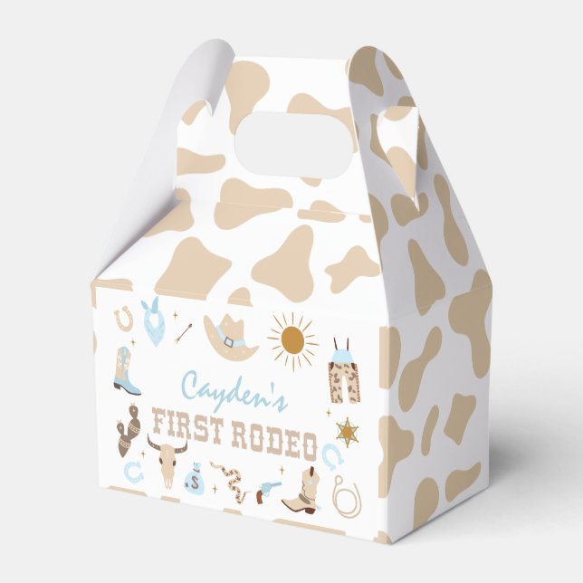 First Rodeo Pastel First Birthday Favor Boxes (Front Side)