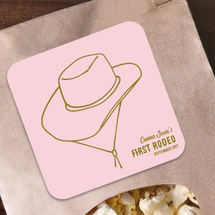 First Rodeo Pink Cowgirl Hat 1st Birthday Sticker