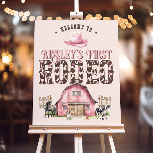 First Rodeo Pink Custom 1st Birthday Welcome Sign