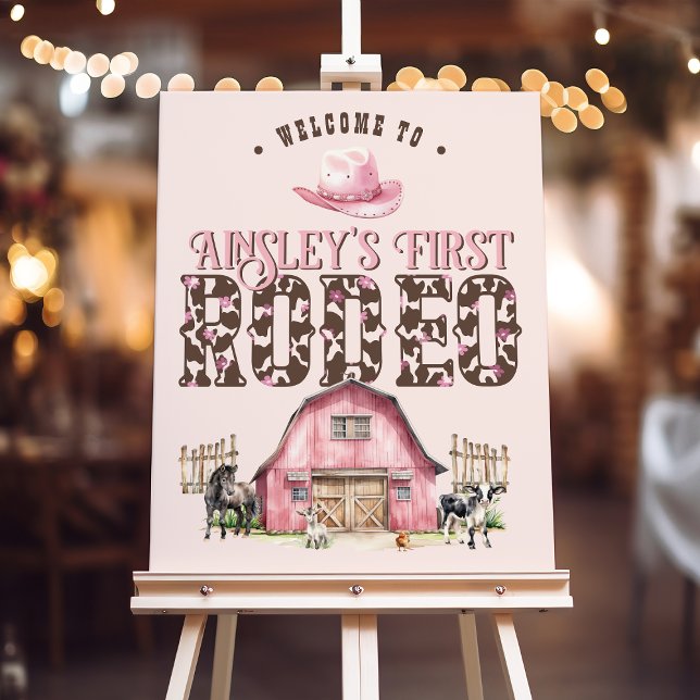 First Rodeo Pink Custom 1st Birthday Welcome Sign (Creator Uploaded)