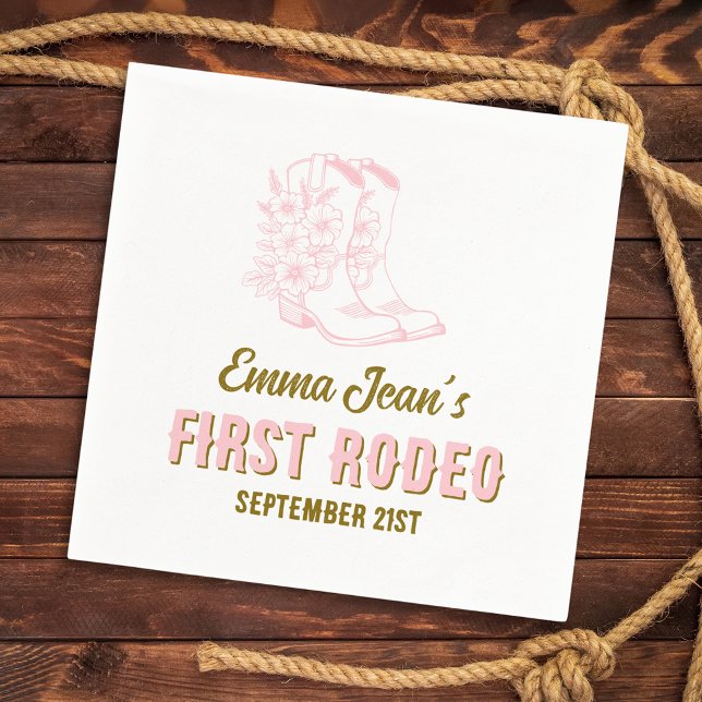 First Rodeo Pink Floral Cowboy Boots 1st Birthday Napkins (First Rodeo Pink Floral Cowboy Boots 1st Birthday Napkins)
