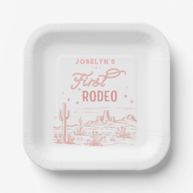 First Rodeo Pink Paper Plate (Front)