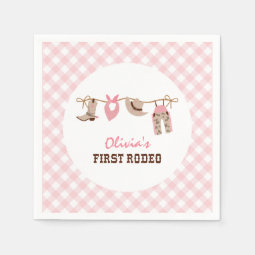 First Rodeo Pink Western Cowboy 1st Birthday Napkins | Zazzle