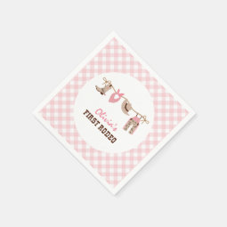 First Rodeo Pink Western Cowboy 1st Birthday Napkins | Zazzle
