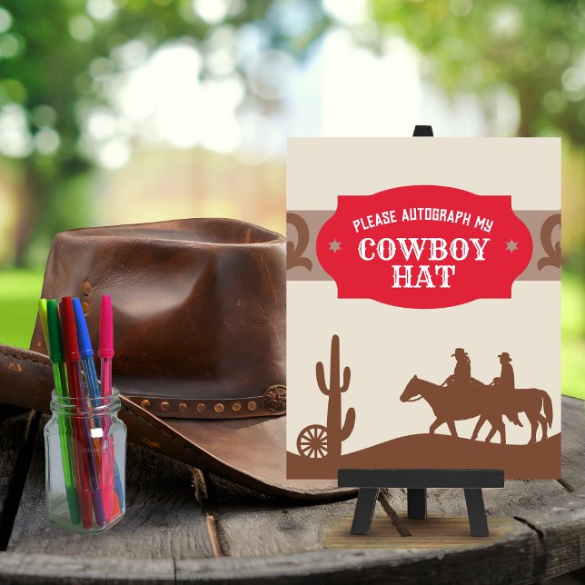 First Rodeo Red "Autograph my Cowboy Hat" Sign (Creator Uploaded)