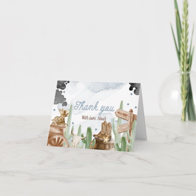 First Rodeo Rustic Wild West Thank You Card (Front)