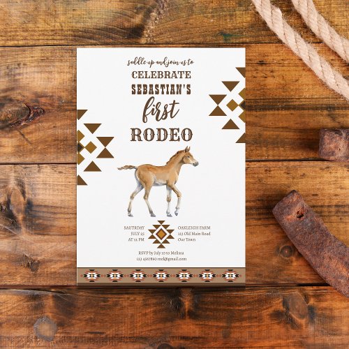 First rodeo southwestern country cowboy horse invitation
