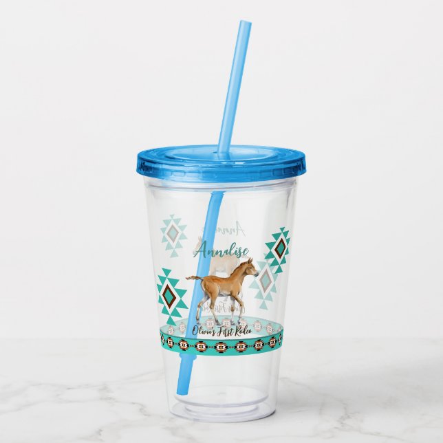 First rodeo southwestern horse party favors custom acrylic tumbler (Back)