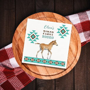 First rodeo southwestern turquoise country horse napkins