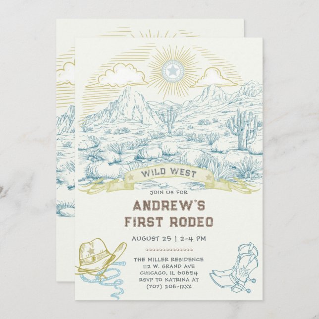 First Rodeo Vintage Invitation Template (Front/Back)