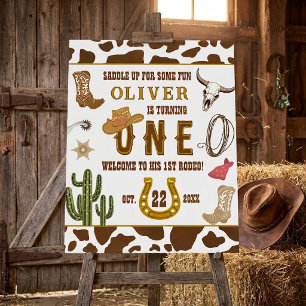 First Rodeo Western 1st Birthday Party Welcome Foam Board