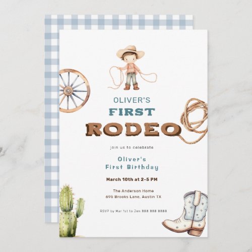 First Rodeo Western Baby Boy Birthday  Invitation