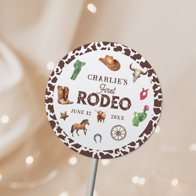 First Rodeo Western Boy 1st Birthday  Classic Round Sticker (Creator Uploaded)