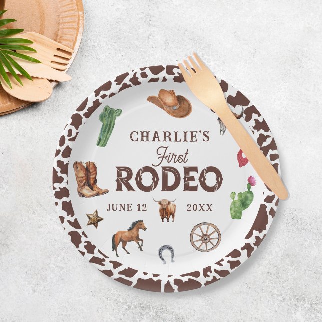 First Rodeo Western Boy 1st Birthday  Paper Plates (Creator Uploaded)