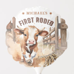 First Rodeo Western Boy 1st Birthday Party Balloon