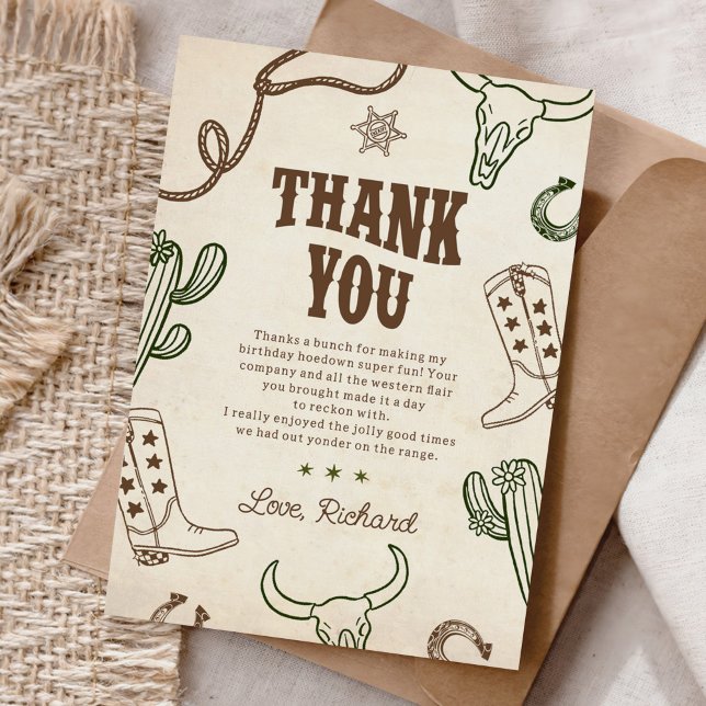 First Rodeo Western Boy 1st Birthday Thank You Card (Creator Uploaded)