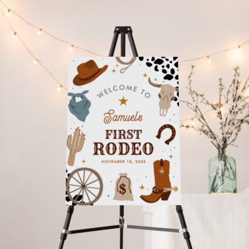 First Rodeo Western Boy 1st Birthday Welcome Sign