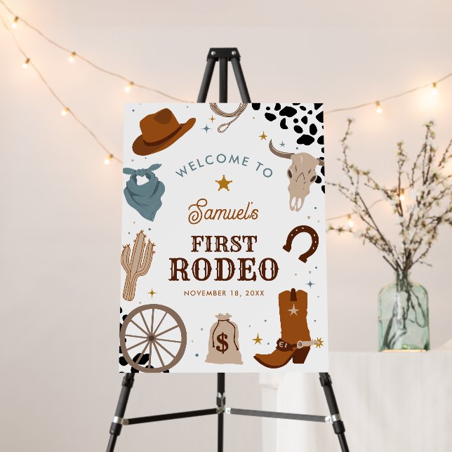 First Rodeo Western Boy 1st Birthday Welcome Sign (In Situ (Stand))