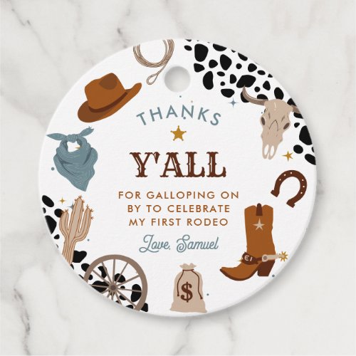 First Rodeo Western Boy First Birthday Thank You Favor Tags