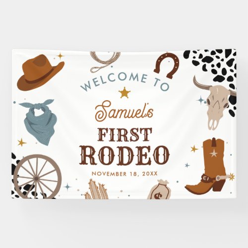 First Rodeo Western Boy First Birthday Welcome Banner