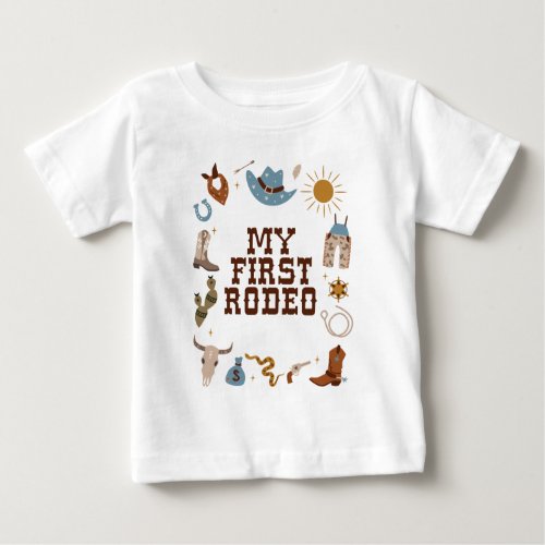 First Rodeo Western Cowboy 1st Birthday Baby T_Shirt