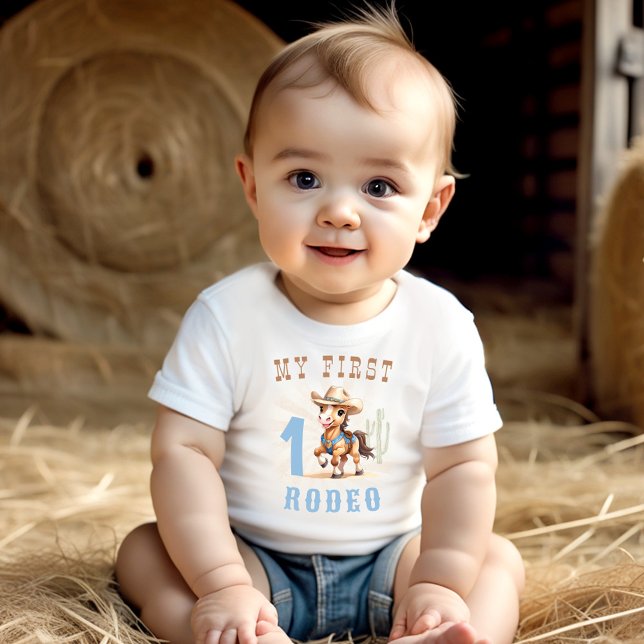First Rodeo Western Cowboy 1st Birthday Baby T-Shirt (First Rodeo Western Cowboy 1st Birthday Baby T-Shirt)