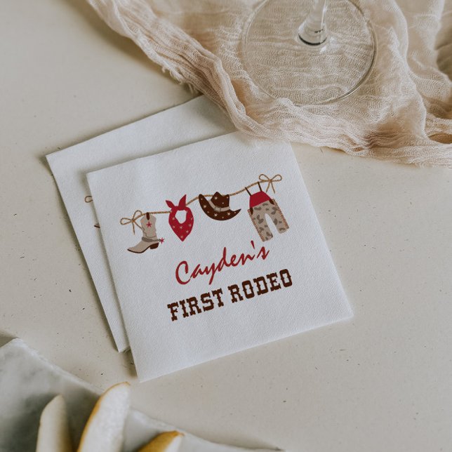 First Rodeo Western Cowboy 1st Birthday Napkins (Creator Uploaded)