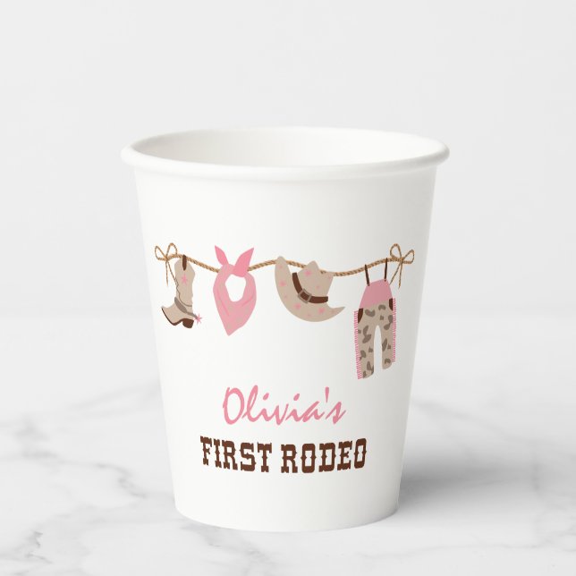 First Rodeo Western Cowboy 1st Birthday Paper Cups (Front)