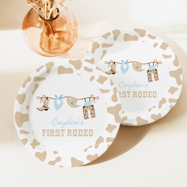 First Rodeo Western Cowboy 1st Birthday Paper Plat Paper Plates (Creator Uploaded)