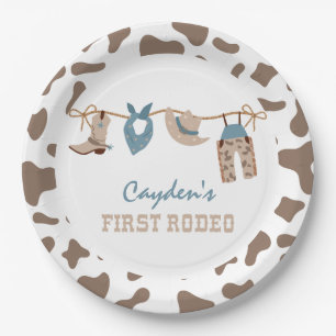 First Rodeo Western Cowboy 1st Birthday Paper Plat Plates