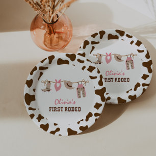 First Rodeo Western Cowboy 1st Birthday Paper Plat Plates