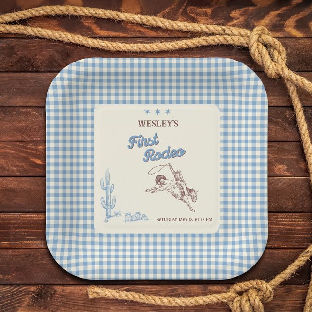 First Rodeo Western Cowboy 1st Birthday  Paper Plates (First Rodeo Western Cowboy 1st Birthday Paper Plates)