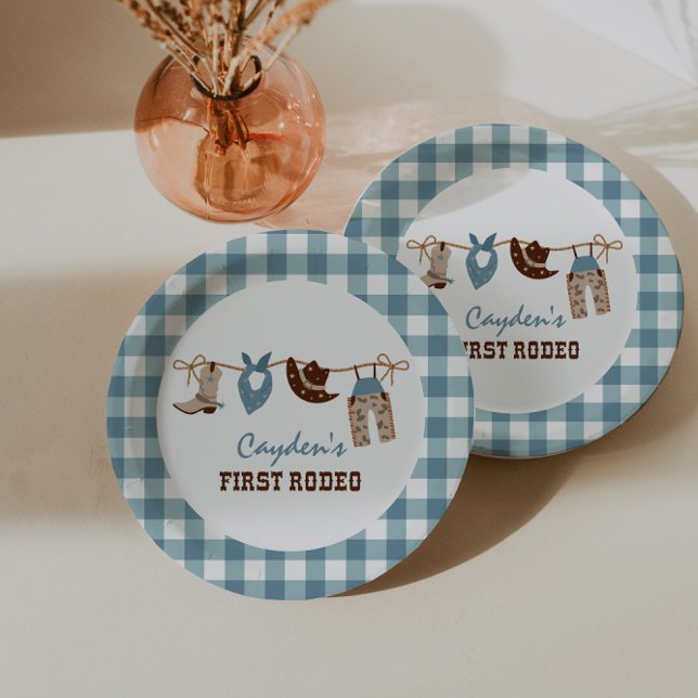 First Rodeo Western Cowboy 1st Birthday Paper Plates (Creator Uploaded)