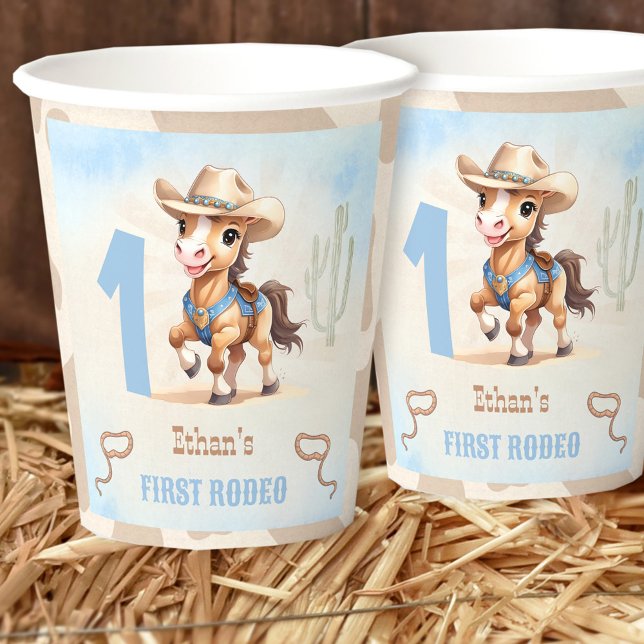 First Rodeo Western Cowboy Birthday Boy Paper Cups (First Rodeo Western Cowboy Birthday Boy Paper Cups)