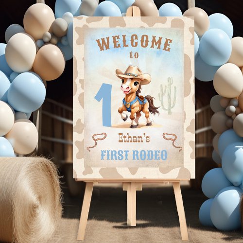First Rodeo Western Cowboy Birthday Boy Welcome Foam Board