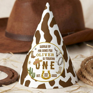 First Rodeo Western Cowboy Boys 1st Birthday Party Hat
