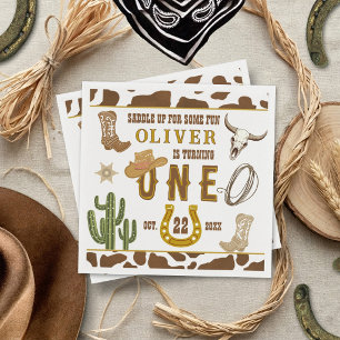 First Rodeo Western Cowboy Boys 1st Birthday Party Napkins