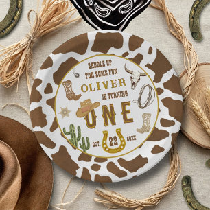 First Rodeo Western Cowboy Boys 1st Birthday Party Paper Plates