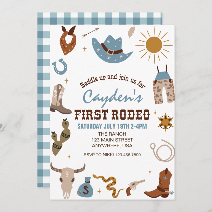 First Rodeo Western Cowboy First Birthday Invitati Invitation | Zazzle