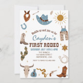 First Rodeo Western Cowboy First Birthday Invitati Invitation (Front)